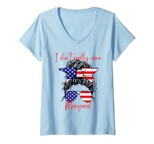 Damen I Don't Really Care Margaret JD Vance Lustige USA-Flagge T-Shirt mit V-Ausschnitt von USA FLag I Don't Really Care Margaret designs
