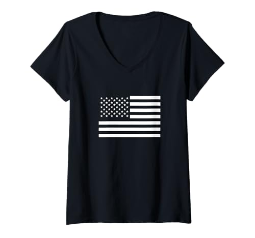 Damen USA-Flagge Stern Spangled Banner Amerika Amerika Weiß T-Shirt mit V-Ausschnitt Damen USA-Flagge Stern Spangled Banner Amerika Amerika Weiß T-Shirt mit V-Ausschnitt von USA Flag America Gear