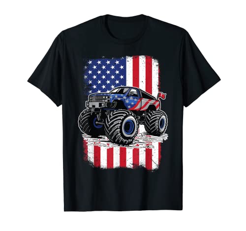 Merica Monster Truck USA Kleinkind Jungen Amerikanische Flagge 4. Juli T-Shirt von USA Flag Toddler Monster Truck USA Flag Shirts