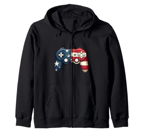 4. Juli USA Gamer Kinder Jungen Videospiel Kapuzenjacke von USA Gamer 4th Of July Kids Boys Men