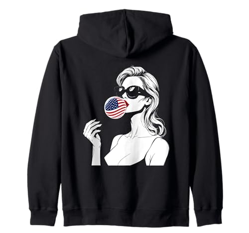 Amerika Chewing Gum Girl Outfit Independence 4th of July Kapuzenjacke von USA Kaugummi Damen Design Amerikanische Party