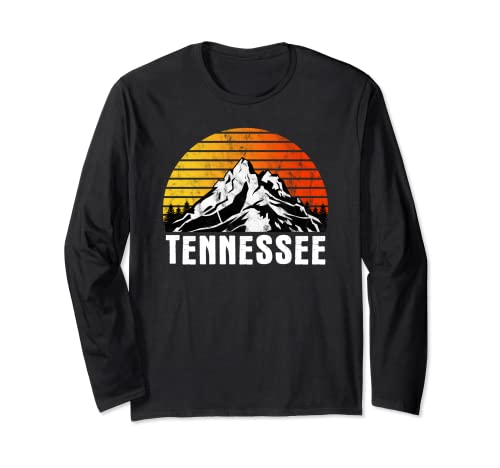 Tennessee USA Retro Mountains für Herren Langarmshirt von USA Mountain Sunset Apparel Co