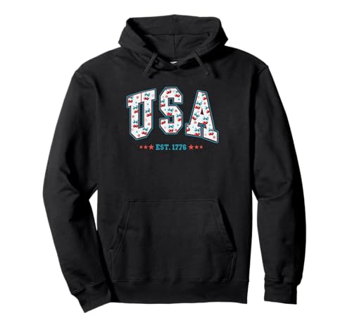 USA Patriotische amerikanische Flagge 4. Juli Frauen Pullover Hoodie von USA Patriotic American Flag Gifts Apparel