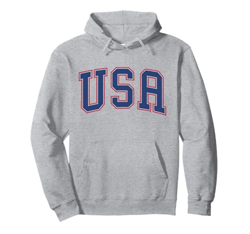 USA Hoodie Damen Herren Cool Rot Blau Text Patriotisches Sweatshirt Pullover Hoodie von USA Patriotic American Flag T Shirts