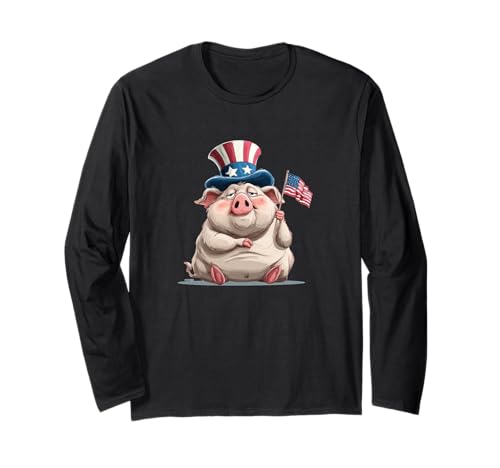 Lazy Pig Kostüm in USA Kleidung für Jungen und Mädchen Langarmshirt von USA Pig Outfit