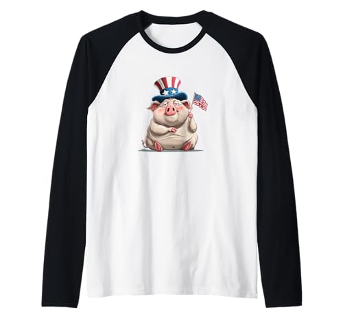 Lazy Pig Kostüm in USA Kleidung für Jungen und Mädchen Raglan von USA Pig Outfit