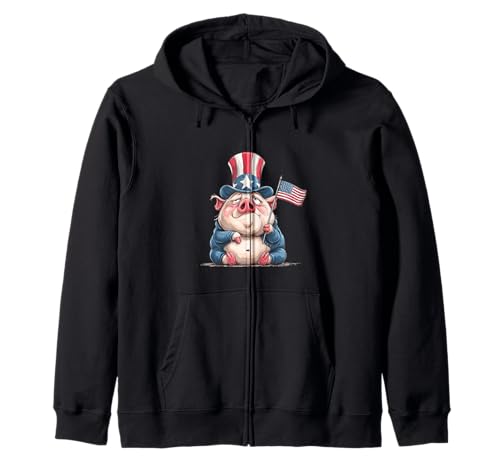 Tolles Schwein in US-Kleidung für Erwachsene und Kinder Kapuzenjacke von USA Pig Outfit