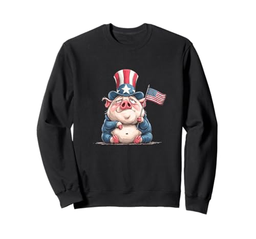 Tolles Schwein in US-Kleidung für Erwachsene und Kinder Sweatshirt von USA Pig Outfit