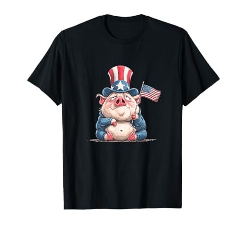 Tolles Schwein in US-Kleidung für Erwachsene und Kinder T-Shirt von USA Pig Outfit