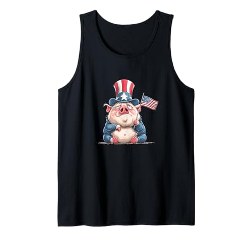 Tolles Schwein in US-Kleidung für Erwachsene und Kinder Tank Top von USA Pig Outfit
