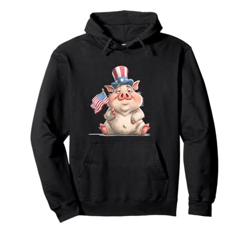 Tolles Schweine-Kostüm in US-Farben für Erwachsene und Kinder Pullover Hoodie von USA Pig Outfit