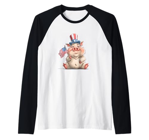 Tolles Schweine-Kostüm in US-Farben für Erwachsene und Kinder Raglan von USA Pig Outfit
