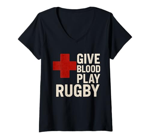 Damen Blut Spenden, Rugby Spielen T-Shirt mit V-Ausschnitt Damen Blut Spenden, Rugby Spielen T-Shirt mit V-Ausschnitt von USA Rugby American Flag 4th of July Patriotic Gift