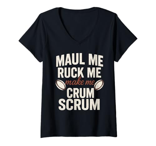 Damen Maul Me Ruck Make Me Scrum T-Shirt mit V-Ausschnitt Damen Maul Me Ruck Make Me Scrum T-Shirt mit V-Ausschnitt von USA Rugby American Flag 4th of July Patriotic Gift