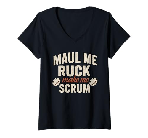 Damen Maul Me Ruck Make Me Scrum T-Shirt mit V-Ausschnitt Damen Maul Me Ruck Make Me Scrum T-Shirt mit V-Ausschnitt von USA Rugby American Flag 4th of July Patriotic Gift