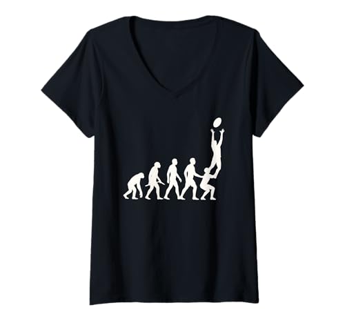 Damen Rugby Evolution Silhouetten T-Shirt mit V-Ausschnitt Damen Rugby Evolution Silhouetten T-Shirt mit V-Ausschnitt von USA Rugby American Flag 4th of July Patriotic Gift