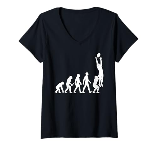 Damen Rugby Evolution Silhouetten T-Shirt mit V-Ausschnitt Damen Rugby Evolution Silhouetten T-Shirt mit V-Ausschnitt von USA Rugby American Flag 4th of July Patriotic Gift