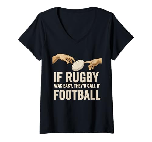 Damen Wenn Rugby einfach wäre, würden sie es Football The Creation Adam nennen T-Shirt mit V-Ausschnitt Damen Wenn Rugby einfach wäre, würden sie es Football The Creation Adam nennen T-Shirt mit V-Ausschnitt von USA Rugby American Flag 4th of July Patriotic Gift