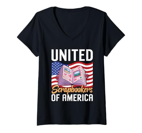 Damen Scrapbooking United Scrapbookers USA Amerikanische Flagge T-Shirt mit V-Ausschnitt von USA Scrapbooking Design Männer Frauen Kinder