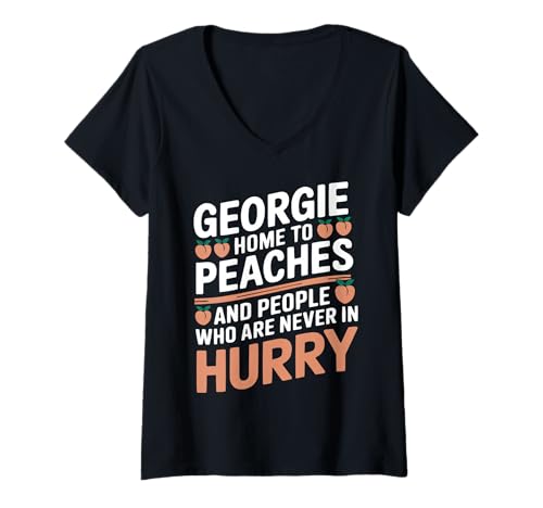 Damen Georgien USA Staat Amerika Reise Amerika Amer T-Shirt mit V-Ausschnitt Damen Georgien USA Staat Amerika Reise Amerika Amer T-Shirt mit V-Ausschnitt von USA State America American Tourist Travel
