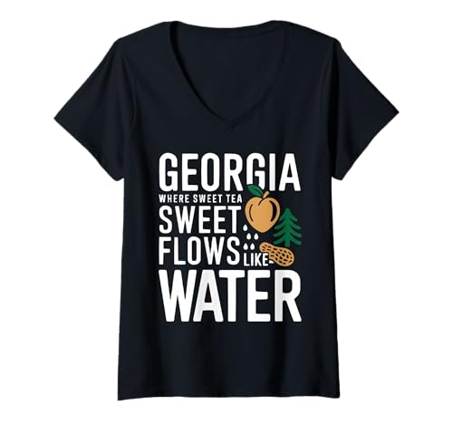 Damen Georgien USA Staat Amerika Reise Amerika Amer T-Shirt mit V-Ausschnitt Damen Georgien USA Staat Amerika Reise Amerika Amer T-Shirt mit V-Ausschnitt von USA State America American Tourist Travel
