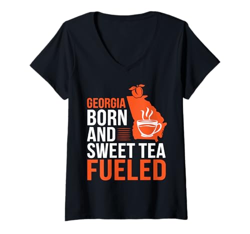 Damen Georgien USA Staat Amerika Reise Amerika Amer T-Shirt mit V-Ausschnitt Damen Georgien USA Staat Amerika Reise Amerika Amer T-Shirt mit V-Ausschnitt von USA State America American Tourist Travel