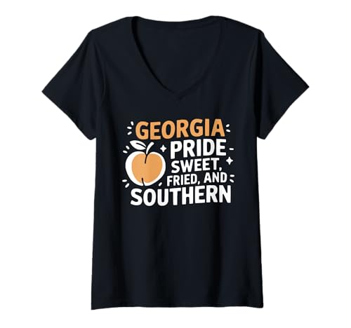 Damen Georgien USA Staat Amerika Reise Amerika Amer T-Shirt mit V-Ausschnitt Damen Georgien USA Staat Amerika Reise Amerika Amer T-Shirt mit V-Ausschnitt von USA State America American Tourist Travel