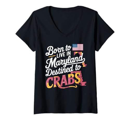 Damen Maryland USA State America Travel American Marylander T-Shirt mit V-Ausschnitt Damen Maryland USA State America Travel American Marylander T-Shirt mit V-Ausschnitt von USA State America American Tourist Travel
