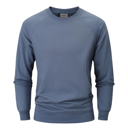 USALL Sweatshirts für Herren Baumwolle Rundhals Hoodie Pullovers Männer Kapuzenpullover Langarm Casual Sweatshirt(W700 Blue XXL) von USALL