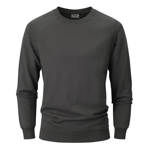 USALL Sweatshirts für Herren Baumwolle Rundhals Hoodie Pullovers Männer Kapuzenpullover Langarm Casual Sweatshirt(W700 DeepGray XXL) von USALL