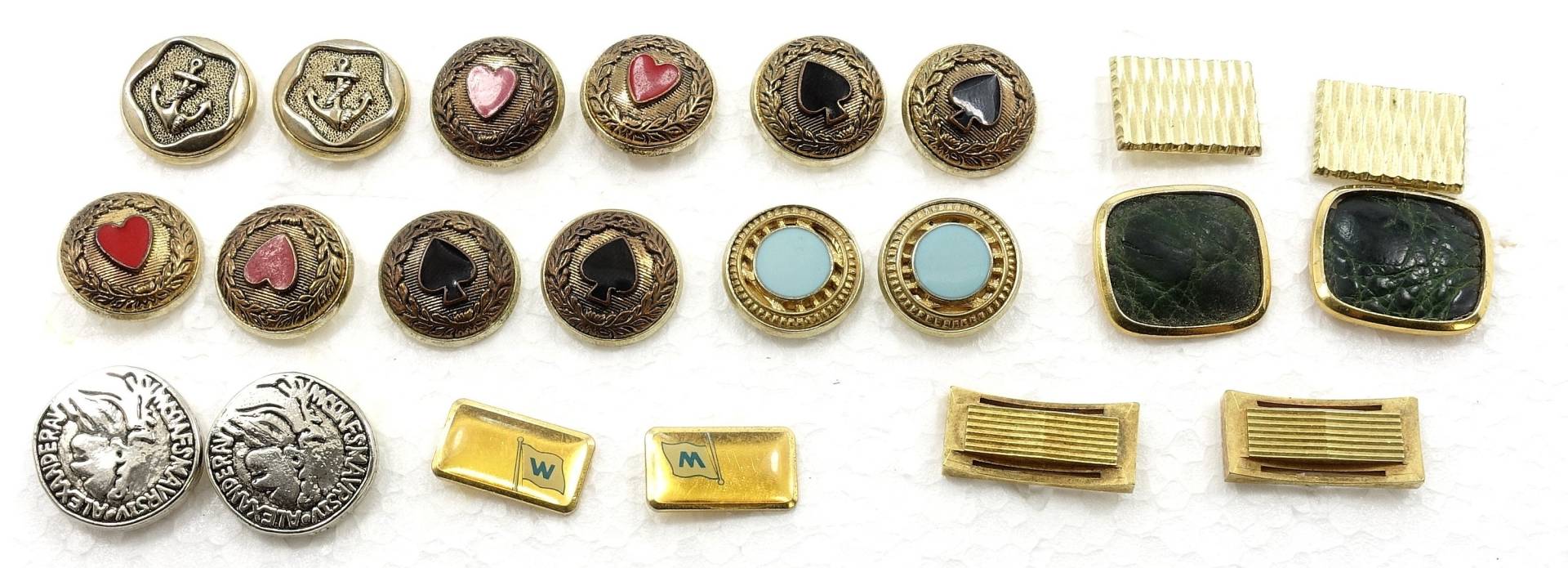 Vintage Manschettenknopf Lot Anker, Pik, Herz, Medaillon Designs von USAstore2017