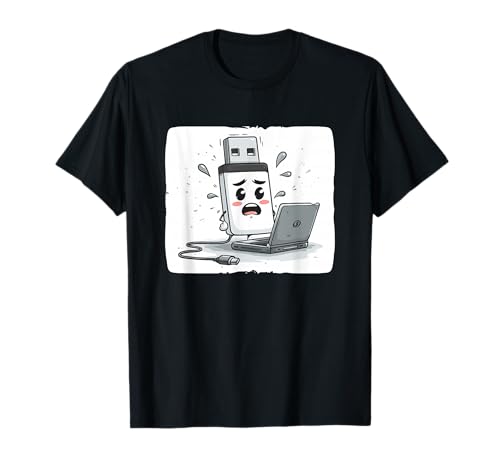 Verschwitzter USB-Anschluss mit Laptop für Jungen und Mädchen T-Shirt von USB Outfit