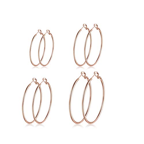 Creolen Silber 925 Ohrringe- 4 Paar Hypoallergen Große Huggies Creolen Silber Damen Ohrringe Silber 925 Set Piecing Schmuck zum Dankeschön Geburtstag Damen Herren Geschenke 30/40/50/60mm von USEEDOVIA