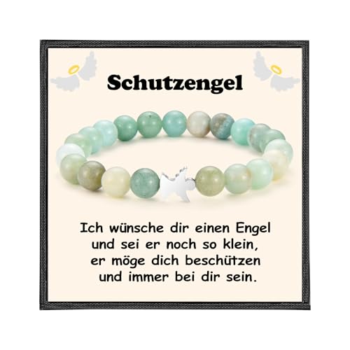 USEEDOVIA Armband Schutzengel mit Engel Charms Amazonite Stein Grün Beads Gesundheit Geschenke Glücksbringer Mädchen Tochter Kinder von USEEDOVIA