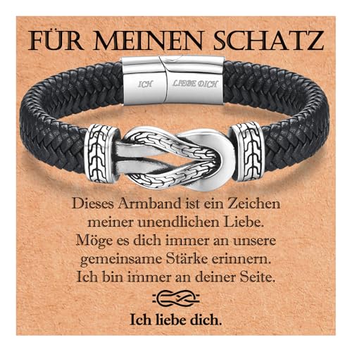 USEEDOVIA Lederarmband Geschenke für Mann Ehemann Freund von Frau Ehefrau Freundin Armband Leder Edelstahl Magnetverschluss mit Ich Liebe Dich Gravur Weihnachten Valentinstag Geburtstagsgeschenk von USEEDOVIA
