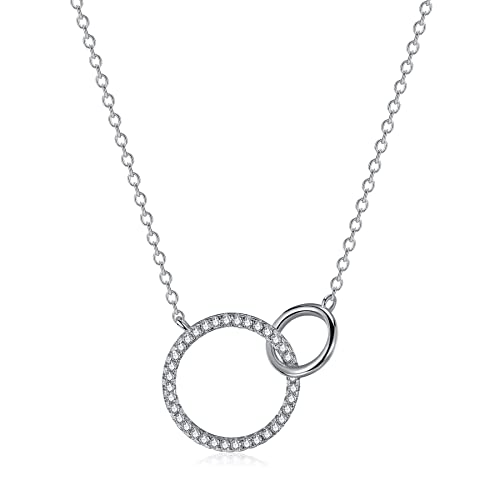 USEEDOVIA Muttertagsgeschenk Mutter Tocher Halskette 925 Silberkette Kreis Kette Silber mit Anhänger Schmuck Damen Geschenk für Mama Geburtstag Muttertag mit Geschenkbox von USEEDOVIA