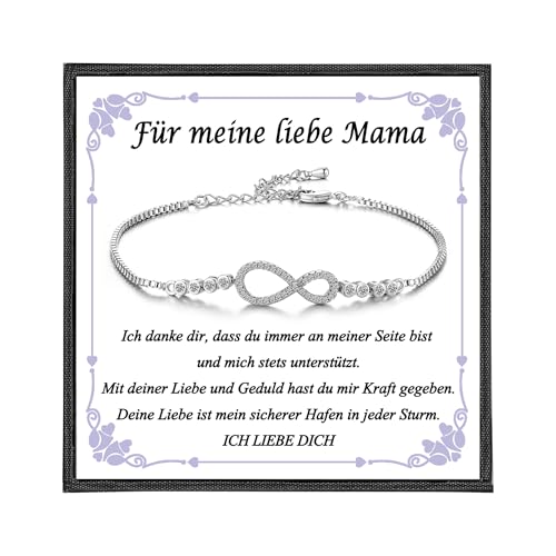 USEEDOVIA Unendlichkeitszeichen Armband für Mama, Infinity AAA Zirkonia Schmuck Unendlichkeit Familie Geschenke für Mutter Muttertagsgeschenk Geburtstagsgeschenk von USEEDOVIA