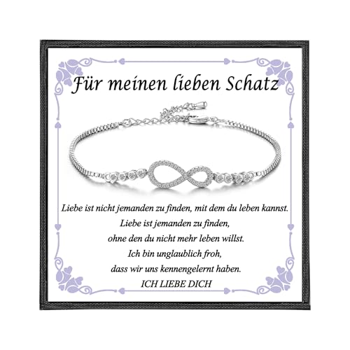 USEEDOVIA Unendlichkeitszeichen Armband für Schatz, Infinity AAA Zirkonia Schmuck Unendlichkeit Geschenke für Freundin Ehefrau Partnerin Geburtstagsgeschenk Valentinsgeschenk von USEEDOVIA