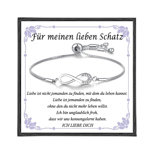 USEEDOVIA Unendlichkeitszeichen Armband für Schatz, Infinity AAA Zirkonia Schmuck Unendlichkeit Verstellbares Geschenke für Freundin Ehefrau Partnerin Geburtstagsgeschenk Valentinsgeschenk von USEEDOVIA