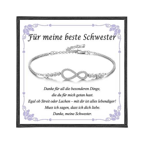 USEEDOVIA Unendlichkeitszeichen Armband für Schwester, Infinity AAA Zirkonia Schmuck Unendlichkeit Freundschaft Familie Geschenke für Geburtstagsgeschenk von USEEDOVIA