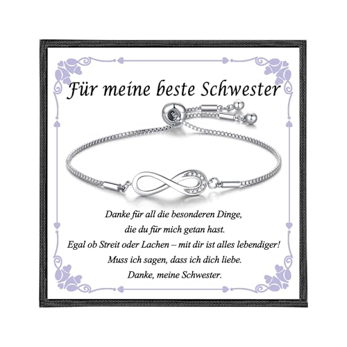 USEEDOVIA Unendlichkeitszeichen Armband für Schwester, Infinity AAA Zirkonia Schmuck Verstellbares Unendlichkeit Freundschaft Familie Geschenke für Geburtstagsgeschenk von USEEDOVIA