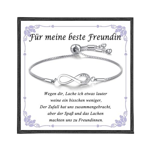 USEEDOVIA Unendlichkeitszeichen Armband für beste Freundin, Infinity AAA Zirkonia Verstellbares Schmuck Unendlichkeit Freundschaft Geschenke für Busenfreundin Geburtstagsgeschenk von USEEDOVIA