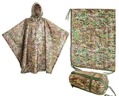 USGI Industries Military Style Poncho Multi Use Rip Stop Camouflage Regen Poncho, 2-Pack OCP Multicam Gear, Einheitsgröße von USGI Industries