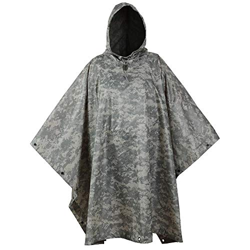 USGI Industries Militärischer Stil Poncho – Notfallzelt, Unterschlupf, Überleben – Mehrzweck-Regenponcho mit Ripstop-Camouflage, Acu, One size von USGI Industries