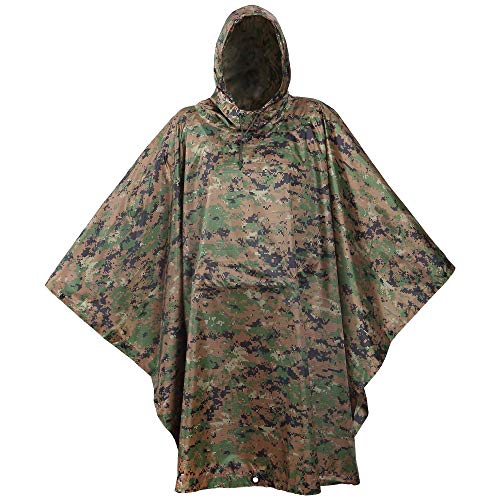 USGI Industries Military Style Poncho Multi Use Rip Stop Camouflage Regen Poncho, MARPAT, Einheitsgröße von USGI Industries