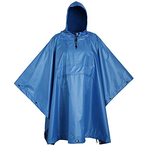 USGI Industries Militärischer Stil Poncho – Notfallzelt, Unterschlupf, Überleben – Mehrzweck-Regenponcho mit Ripstop-Camouflage, arctic blue, One size von USGI Industries