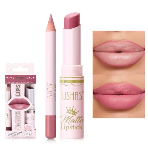 Lip Liner Set 2 in 1 Wasserdicht Lip Liner Set für Frauen Lip Liner Long Lasting Lip Liner Matte Lipstick mit Lip Liner Kits von USHAS