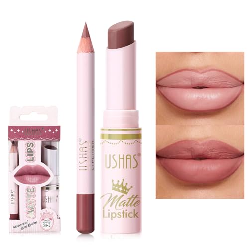 Lip Liner Set 2 in 1 Wasserdicht Lip Liner Set für Frauen Lip Liner Long Lasting Lip Liner Matte Lipstick mit Lip Liner Kits von USHAS
