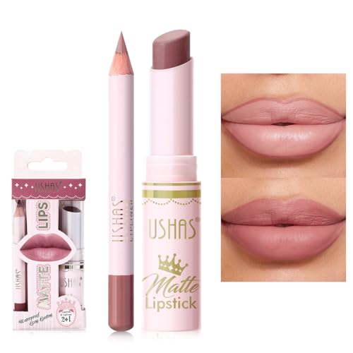 Lip Liner Set 2 in 1 Wasserdicht Lip Liner Set für Frauen Lip Liner Long Lasting Lip Liner Matte Lipstick mit Lip Liner Kits von USHAS