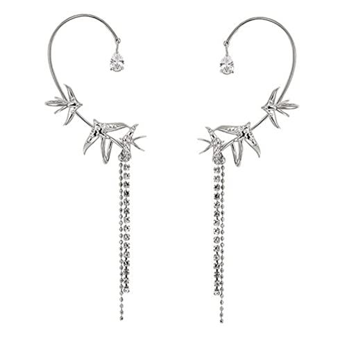 USHOBE 1 Paar Ohr Manschetten Pearl Wing Ohrring Fairy Ohr Wrap Manschetten Ohrringe Crawler Ohrringe Ohrclips Quaste für Frauen Mädchen von USHOBE